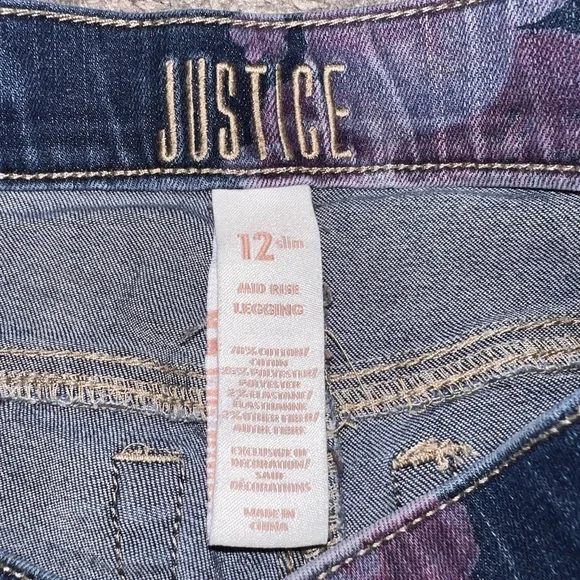 Justice Floral Stretch Jeggings 12 - Picture 3 of 3